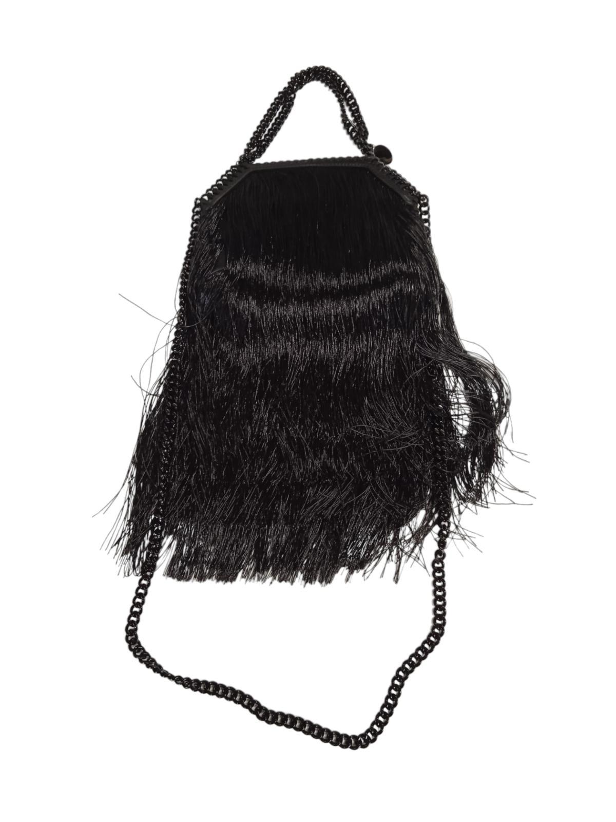 STELLA MCCARTNEY Falabella Mini Fringe Bag Faux Leather Black OS NEW RRP1185