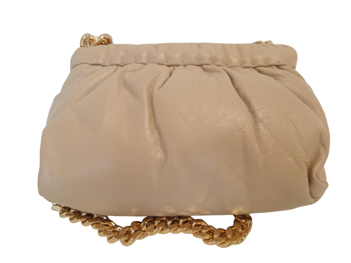 ROSANTICA Glam Pearls Bag Clutch Chain Straps Leather Beige OS NEW RRP560