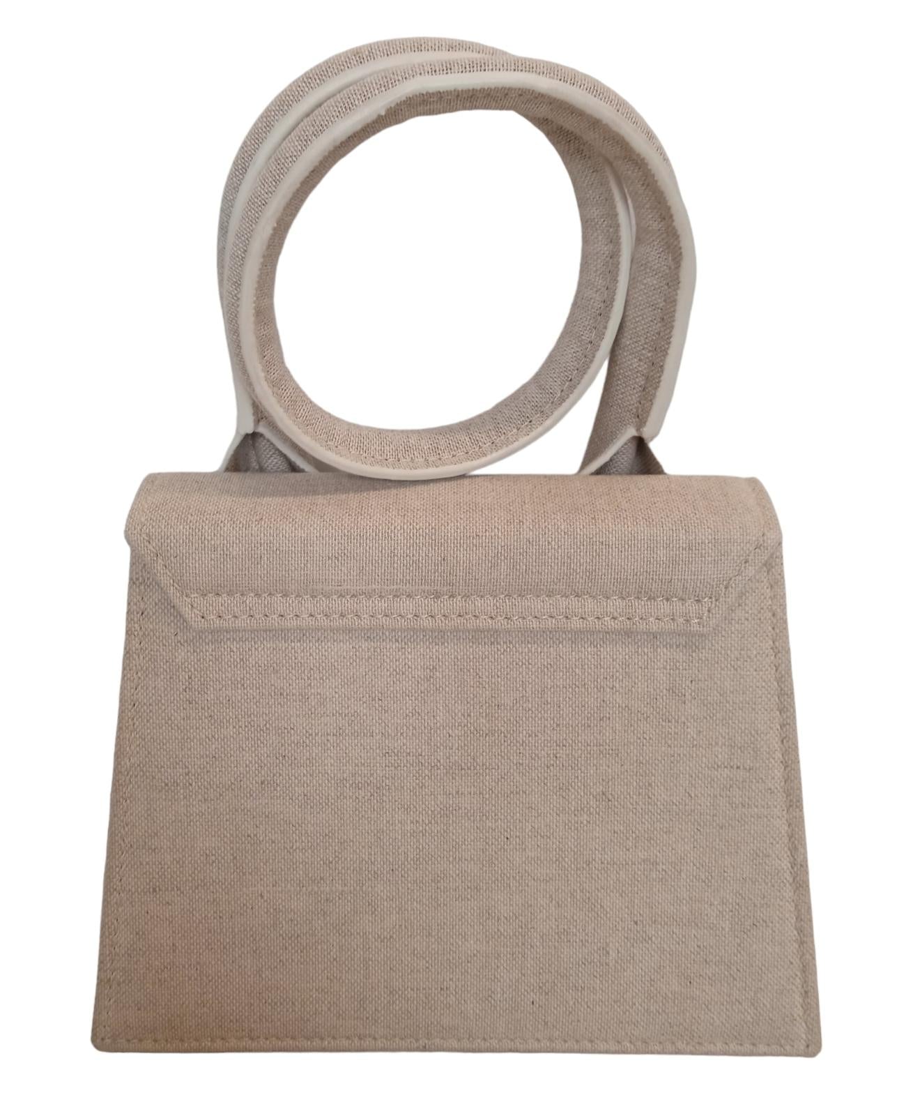 JACQUEMUS Le Chiquito Noeud Bag Canvas Coiled Handle Light Beige OS NEW RRP675