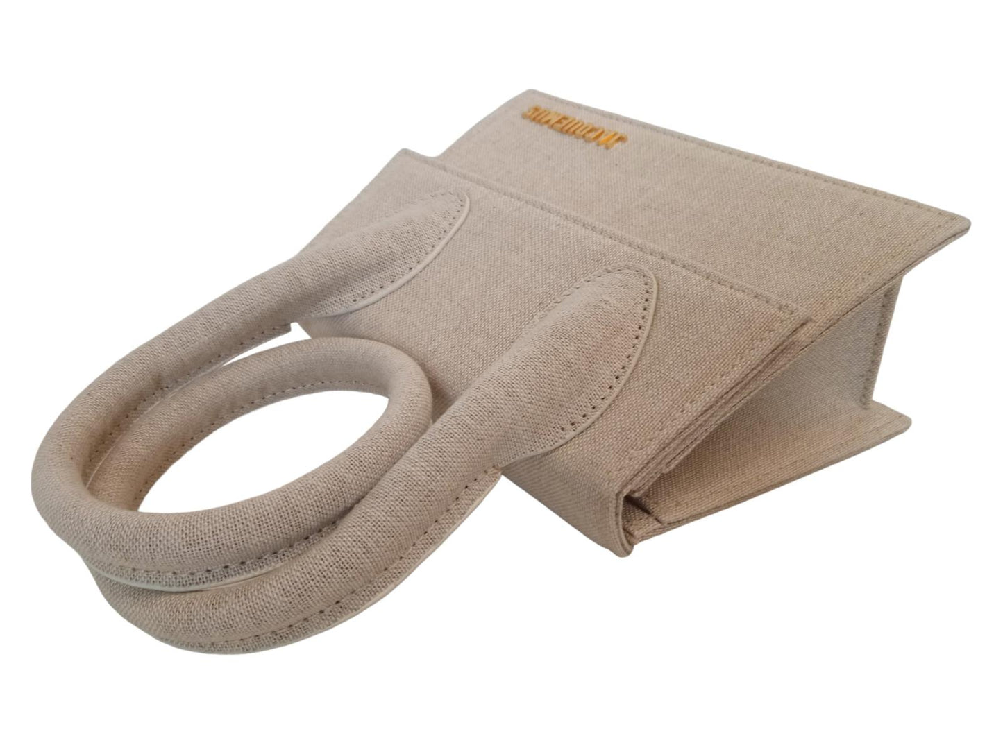 JACQUEMUS Le Chiquito Noeud Bag Canvas Coiled Handle Light Beige OS NEW RRP675