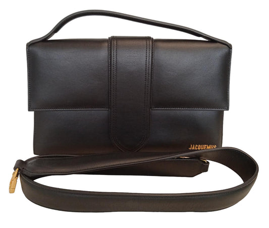 JACQUEMUS Le Bambino Bag Leather Top Handle Shoulder Strap Black OS NEW RRP765