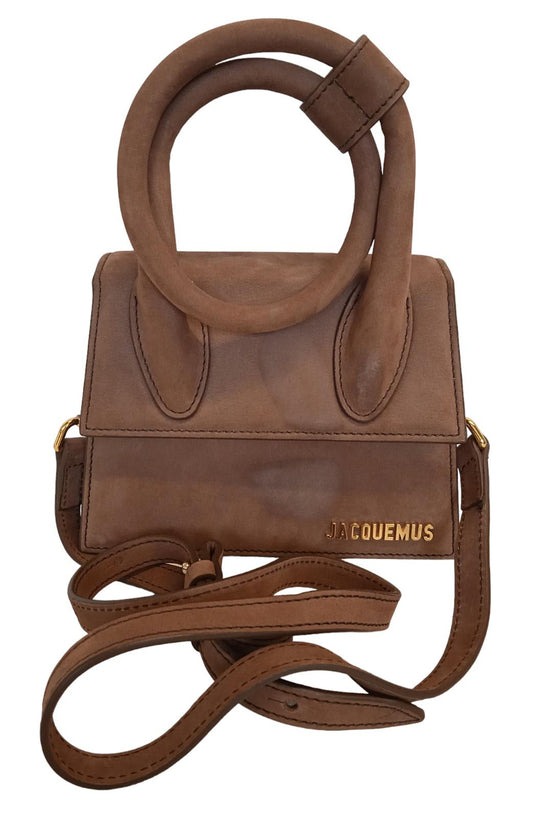 JACQUEMUS Le Chiquito Noeud Bag Coiled Leather Tote Bag Brown OS NEW RRP600