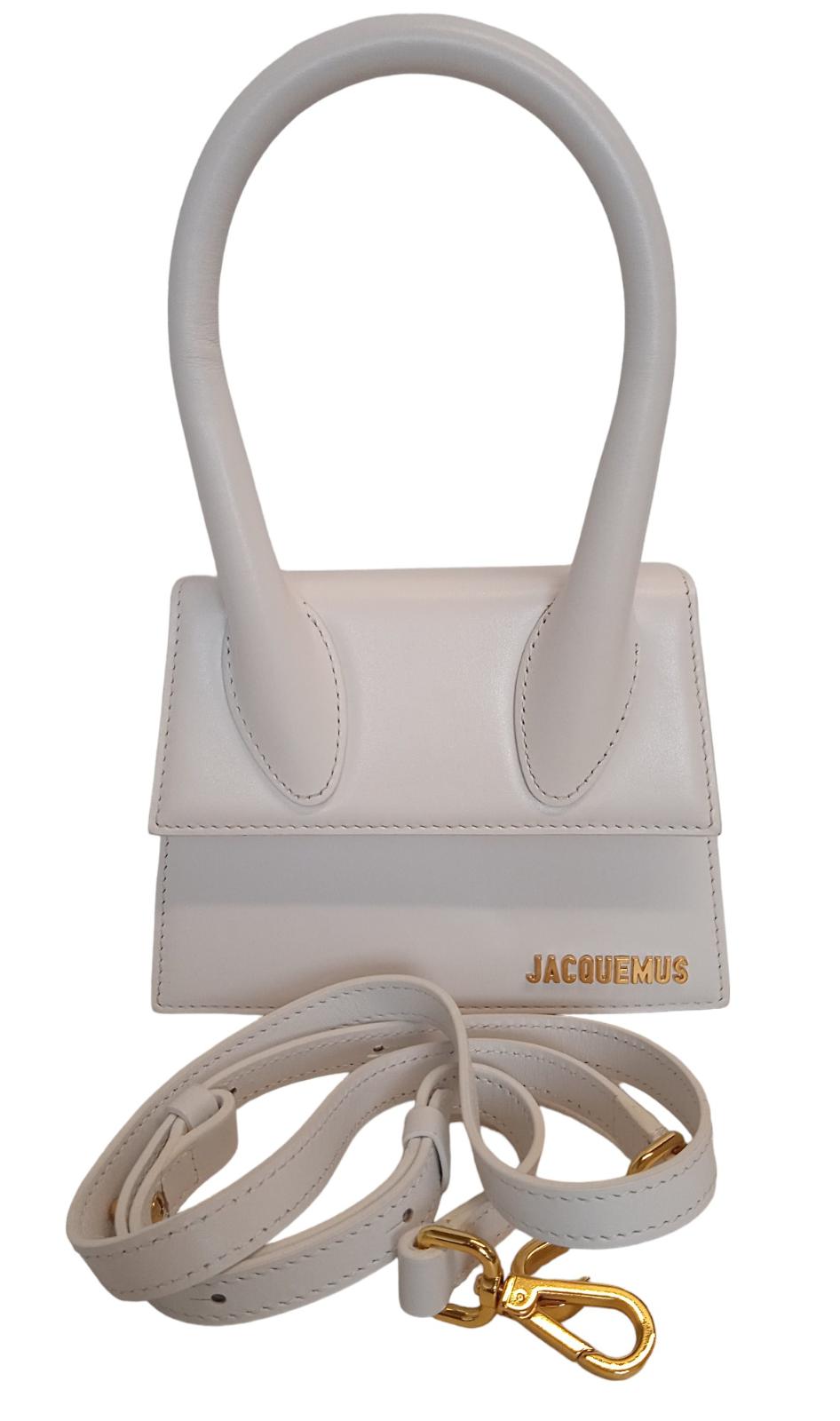 JACQUEMUS Le Chiquito Moyen Bag Leather Shoulder Strap White OS NEW RRP650
