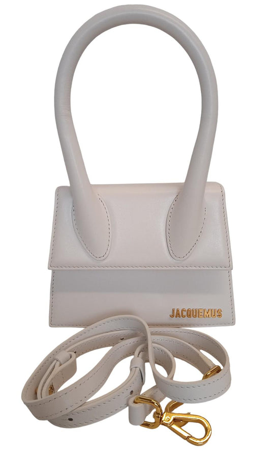 JACQUEMUS Le Chiquito Moyen Bag Leather Shoulder Strap White OS NEW RRP650