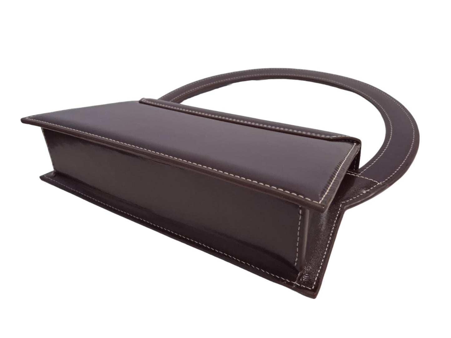 JACQUEMUS Le sac Rond Bag Leather Tote Top Handle Dark Brown OS NEW RRP615