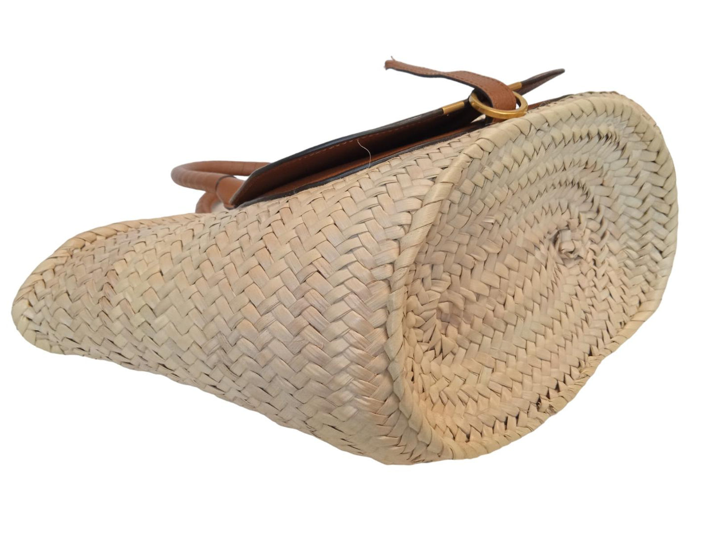 CHLOE Marcie Bag Raffia/Leather Tote Medium Basket Open Top Brown OS NEW RRP550