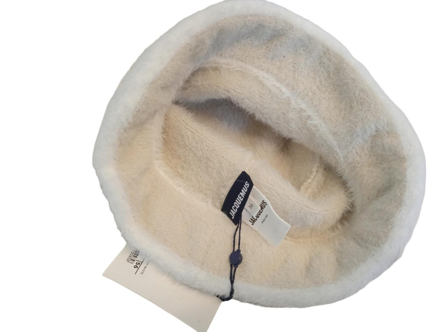 JACQUEMUS Le Bob Neve Hat Faux Fur Bucket Ladies Off White 56/XS NEW RRP185