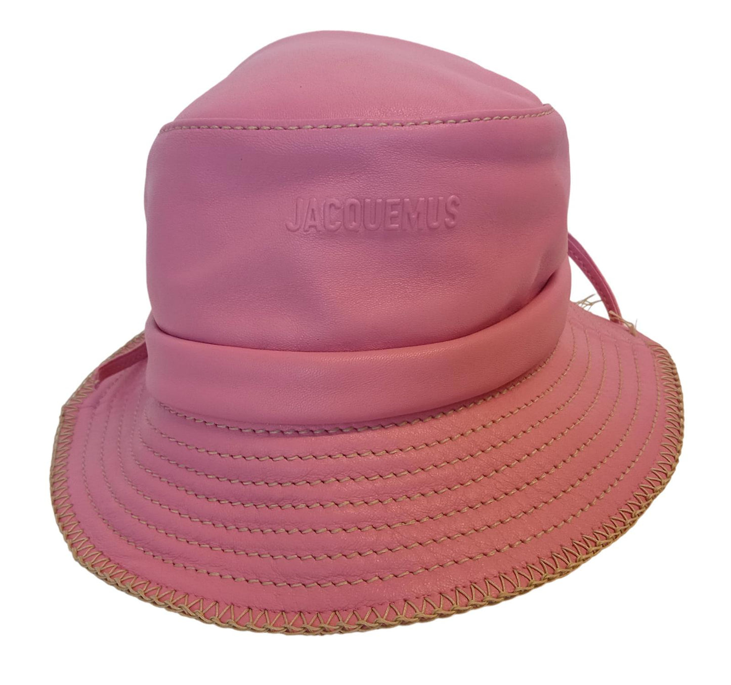 JACQUEMUS Le Bob Mentalo Bucket Hat Lamb Skin Ladies Pink 56/XS NEW RRP185