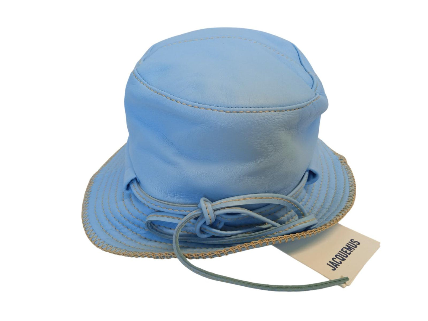JACQUEMUS Le Bob Mentalo Bucket Hat Lamb Skin Ladies Blue 60/M NEW RRP165