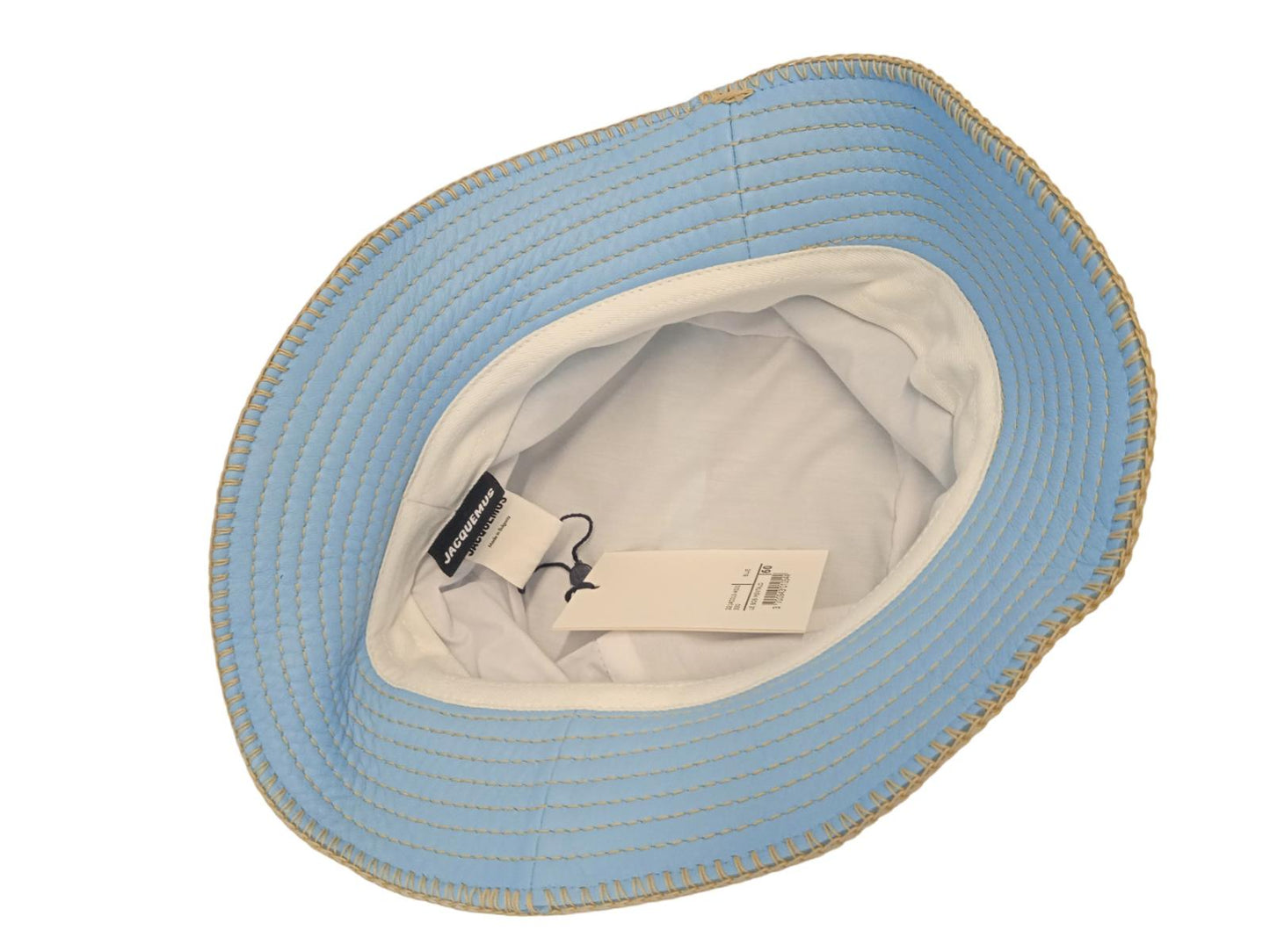 JACQUEMUS Le Bob Mentalo Bucket Hat Lamb Skin Ladies Blue 60/M NEW RRP165