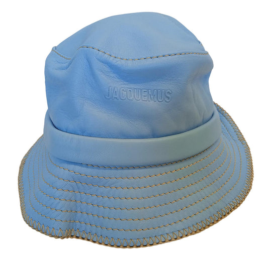 JACQUEMUS Le Bob Mentalo Bucket Hat Lamb Skin Ladies Blue 58/S NEW RRP165