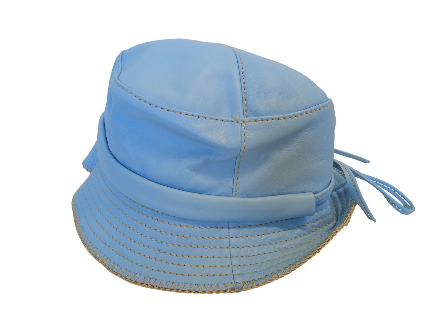 JACQUEMUS Le Bob Mentalo Bucket Hat Lamb Skin Ladies Blue 58/S NEW RRP165