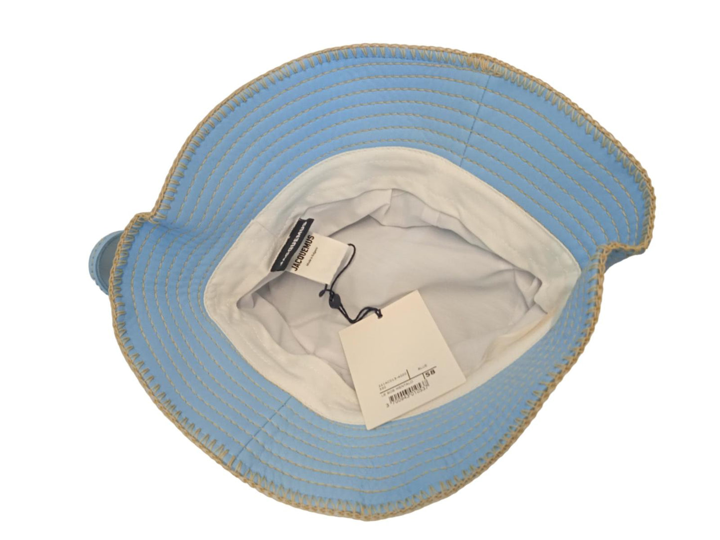 JACQUEMUS Le Bob Mentalo Bucket Hat Lamb Skin Ladies Blue 58/S NEW RRP165