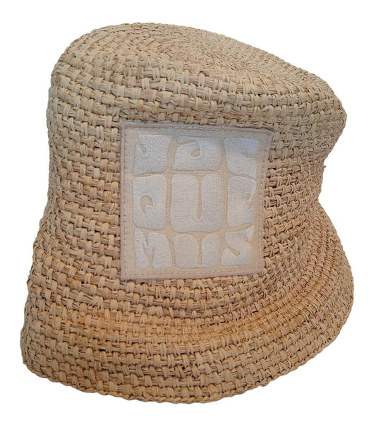 JACQUEMUS Le Bob Ficiu Hat Raffia Crochet Bucket Ladies Beige 58/S NEW RRP350