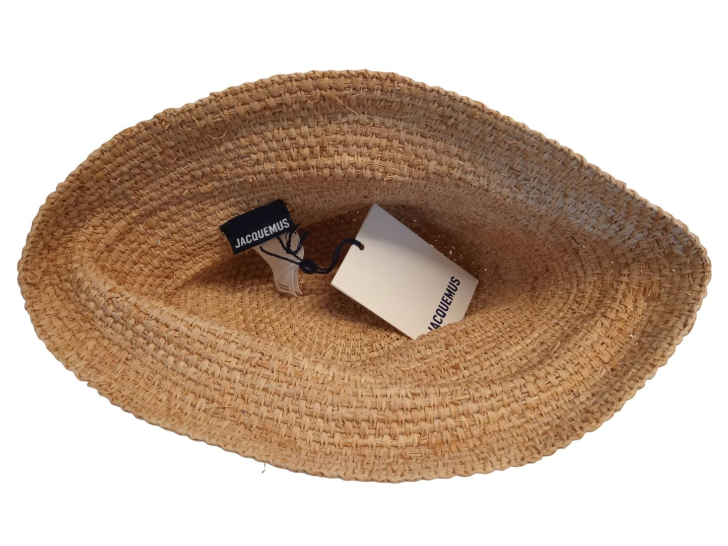 JACQUEMUS Le Bob Ficiu Hat Raffia Crochet Bucket Ladies Beige 58/S NEW RRP350