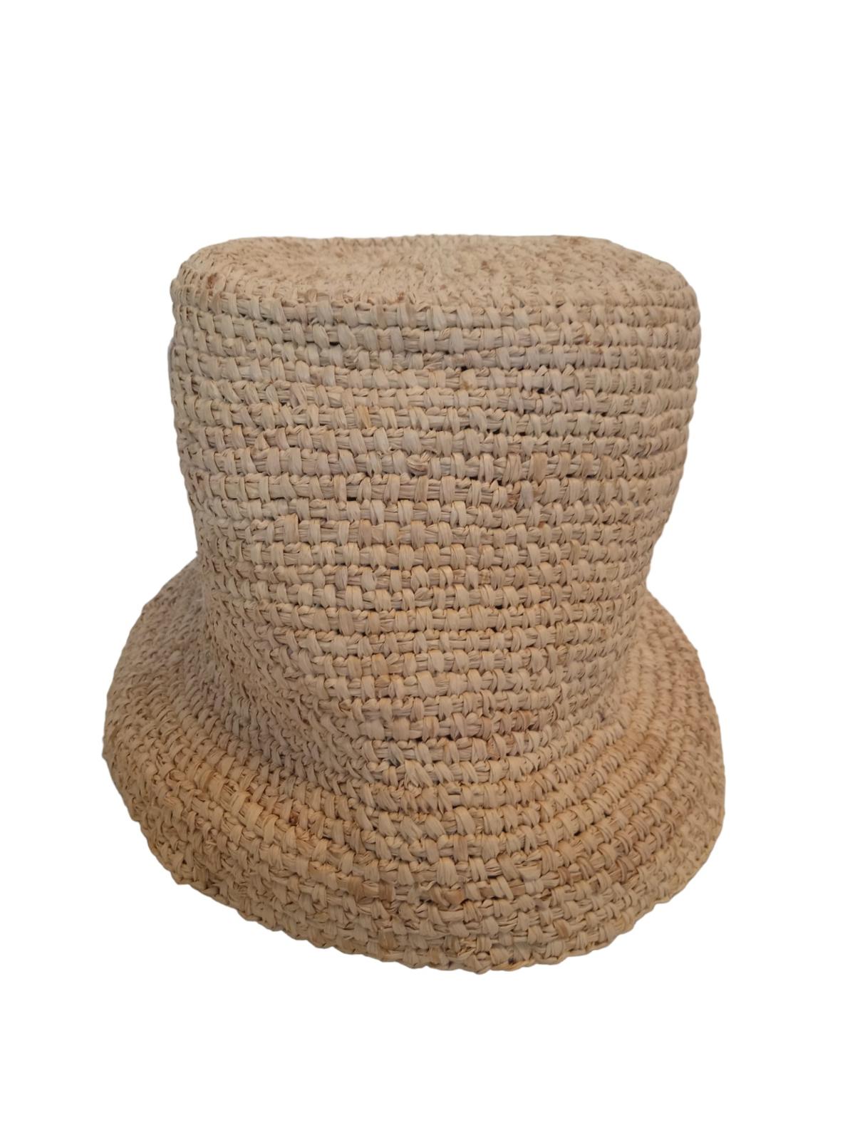 JACQUEMUS Le Bob Ficiu Hat Raffia Crochet Bucket Ladies Beige 60/M NEW RRP350