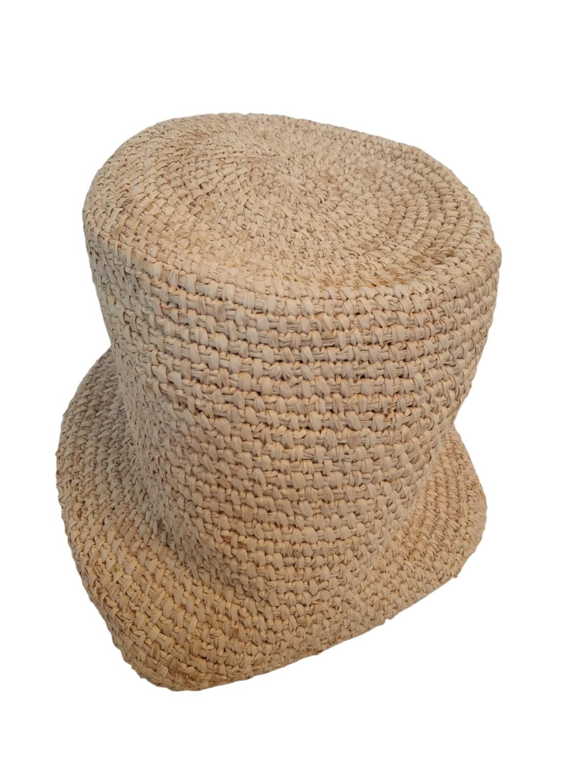 JACQUEMUS Le Bob Ficiu Hat Raffia Crochet Bucket Ladies Beige 60/M NEW RRP350