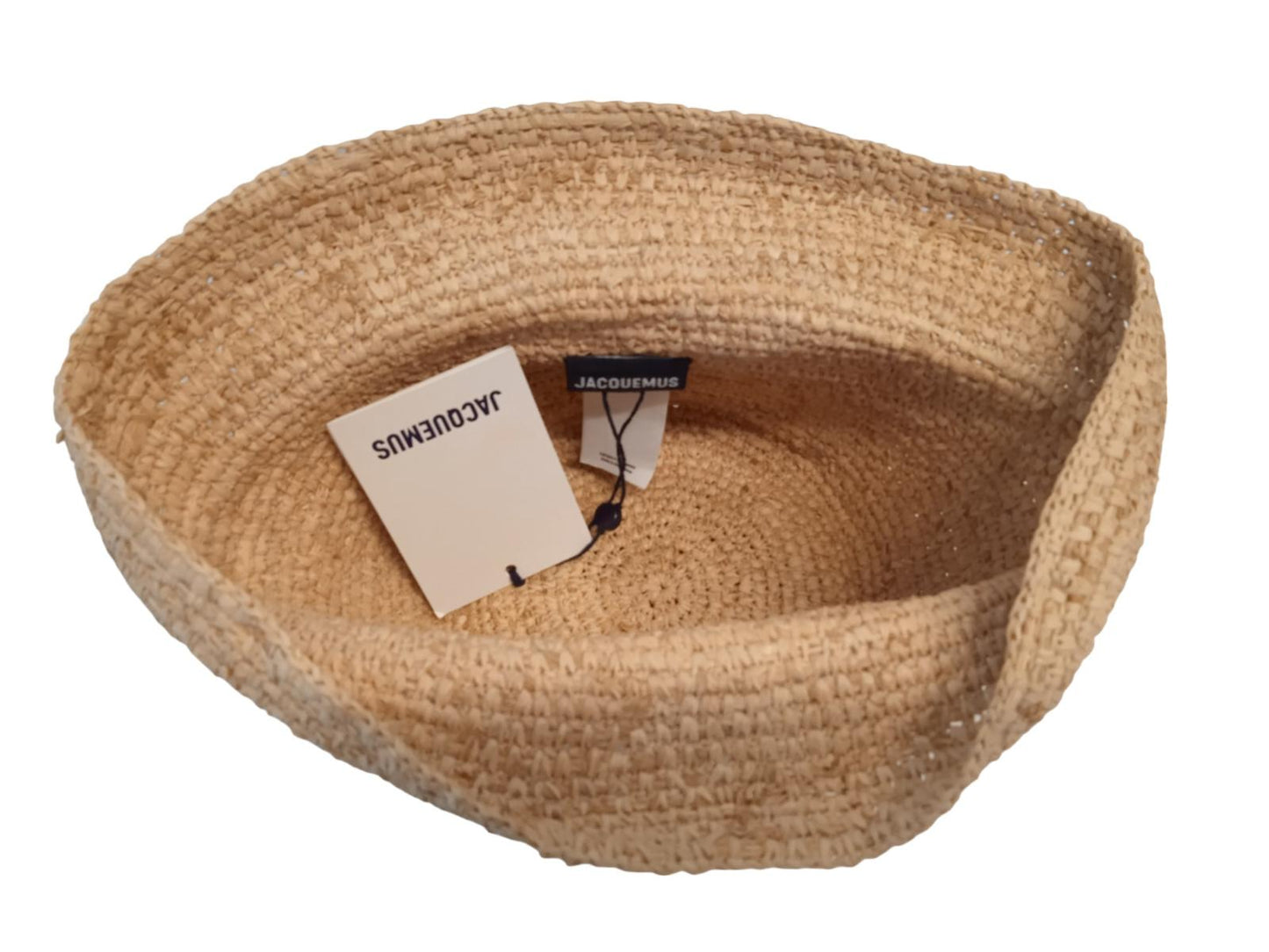 JACQUEMUS Le Bob Ficiu Hat Raffia Crochet Bucket Ladies Beige 60/M NEW RRP350