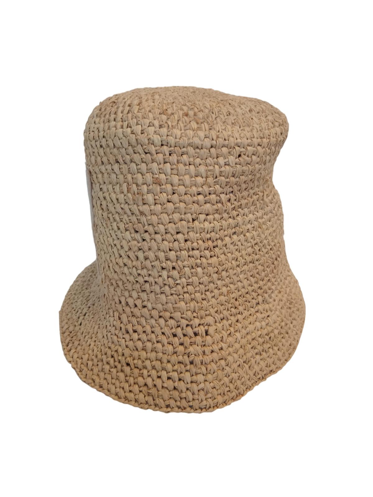 JACQUEMUS Le Bob Ficiu Hat Raffia Crochet Bucket Ladies Beige 56/XS NEW RRP350