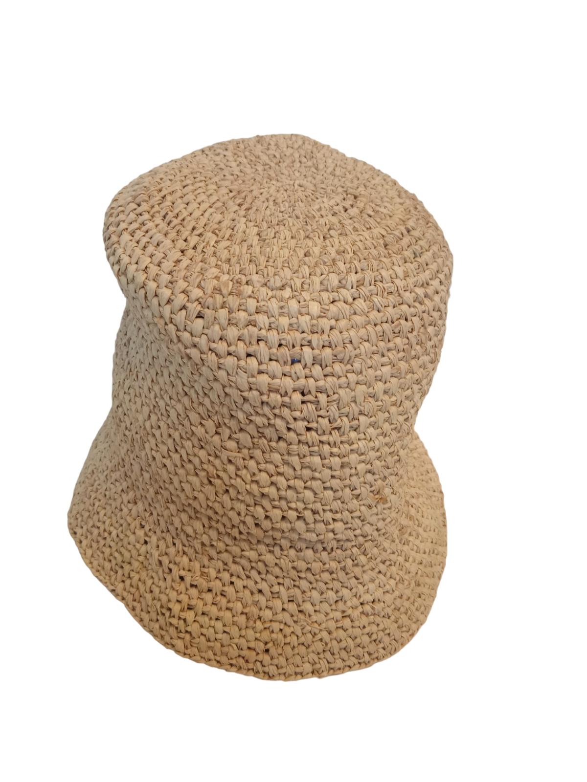 JACQUEMUS Le Bob Ficiu Hat Raffia Crochet Bucket Ladies Beige 56/XS NEW RRP350