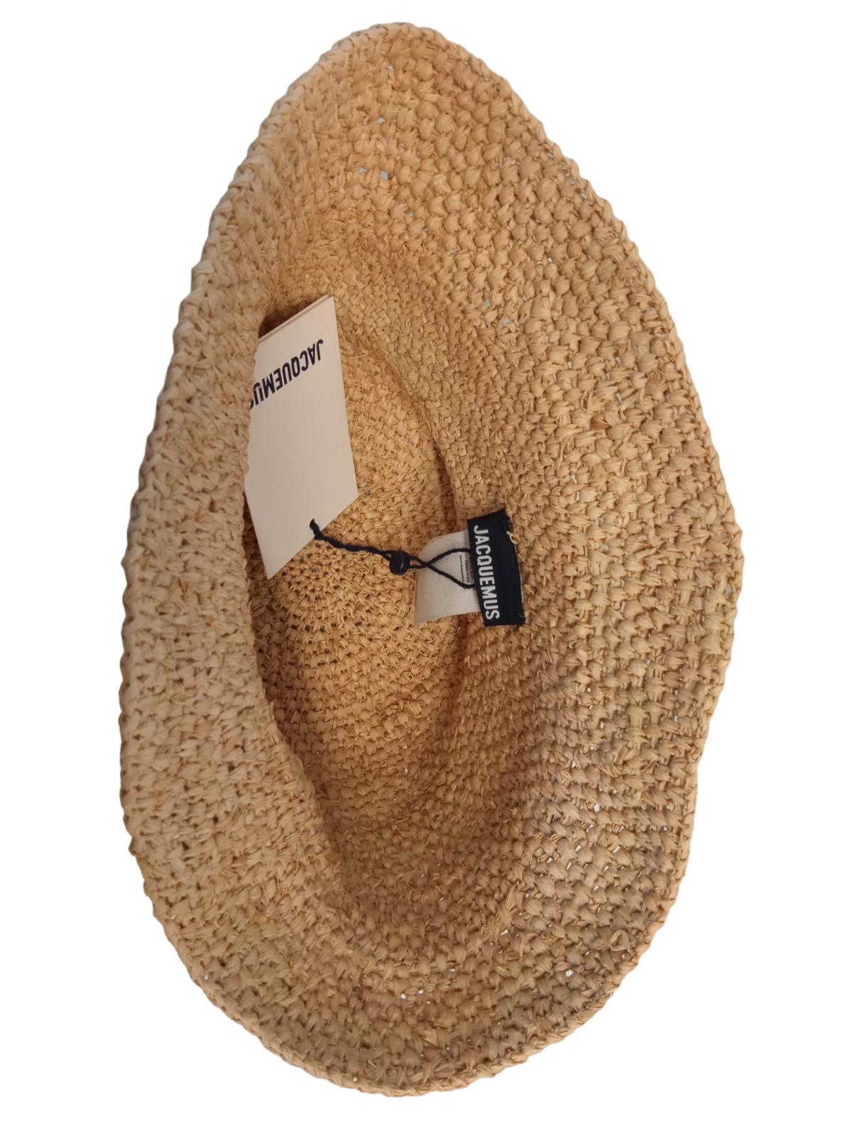 JACQUEMUS Le Bob Ficiu Hat Raffia Crochet Bucket Ladies Beige 56/XS NEW RRP350