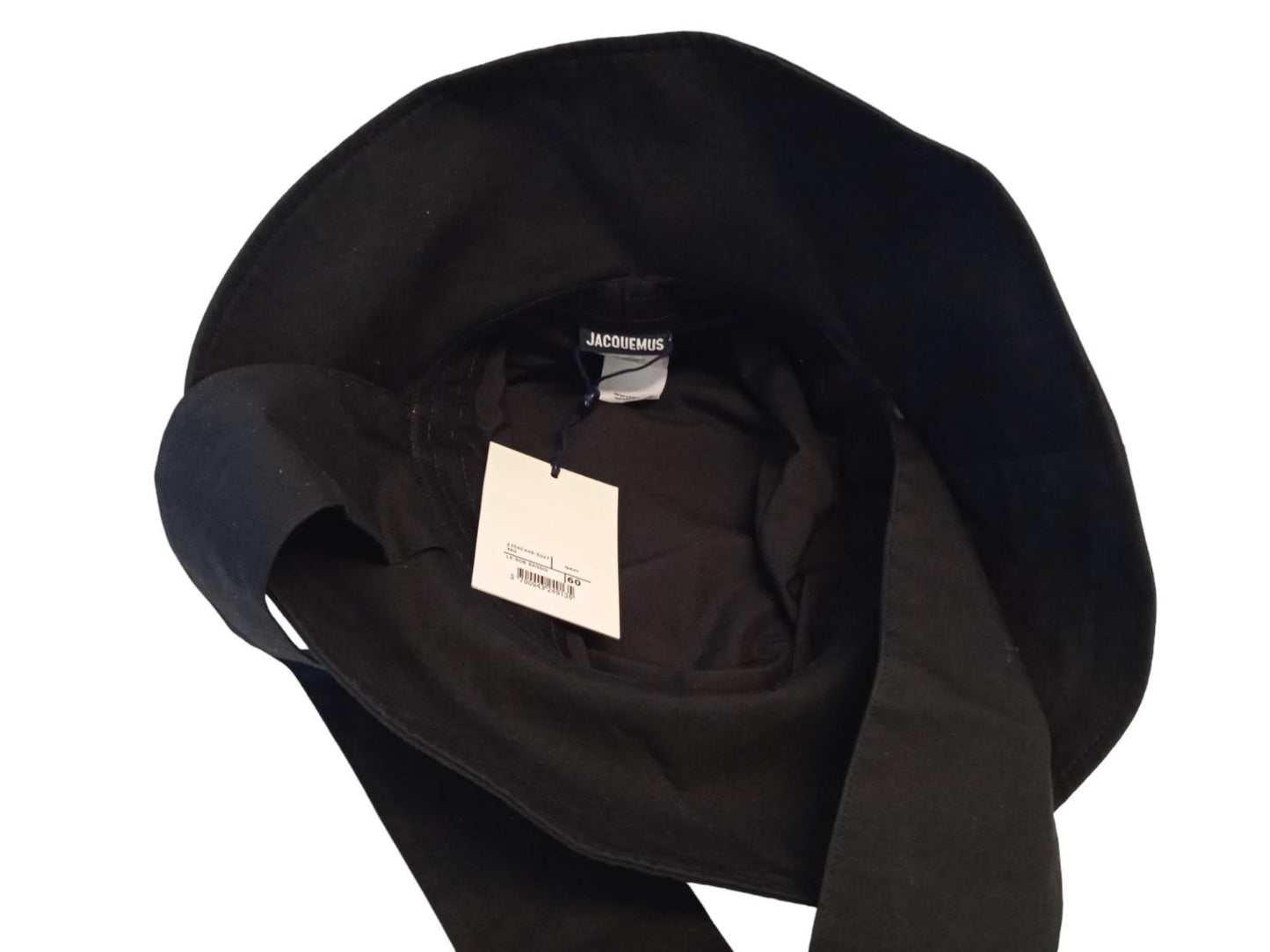 JACQUEMUS Le Bob Bando Hat Bucket Neck Strap Cotton Blend Black 60/M NEW RRP135