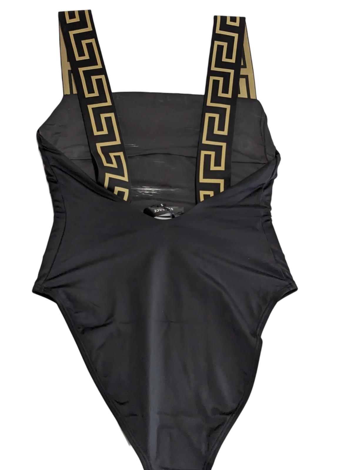 VERSACE Swimsuit Black Baroque Print Strap Ladies Swimwear Size S NEW RRP 285