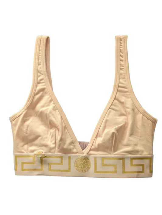 VERSACE Softcup Bralette V Neck Greca Waistband Candy Pink Ladies S NEW RRP 85
