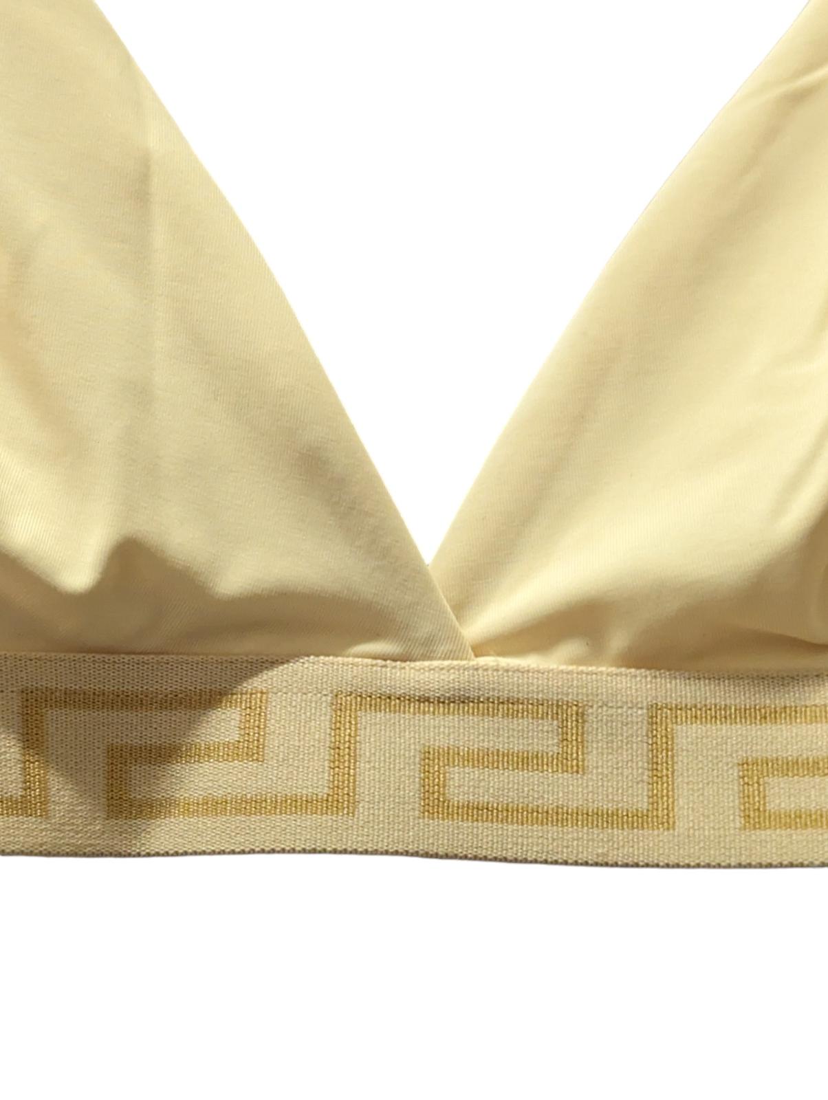 VERSACE Triangle Bralette Jersey Cotton Softcup Brown Size M NEW RRP 75