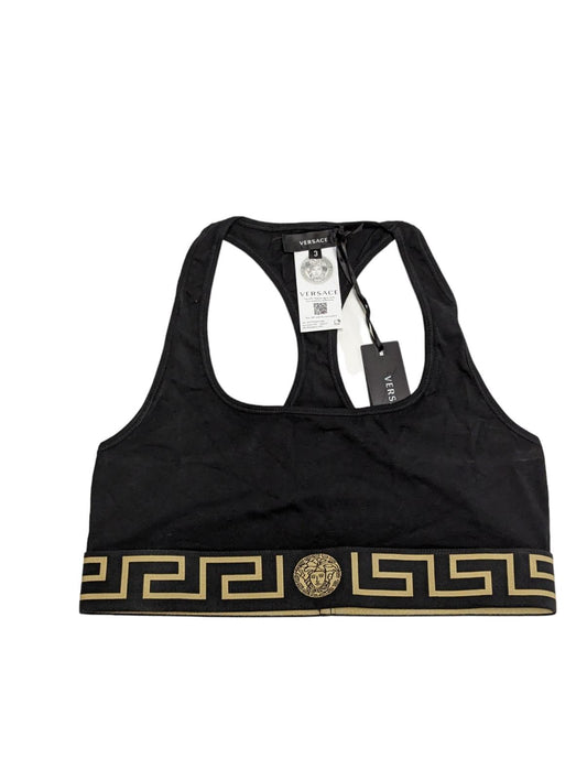 VERSACE Softcup Bralette Jersey Cotton Scoop Neck Top Greca Black M NEW RRP 75