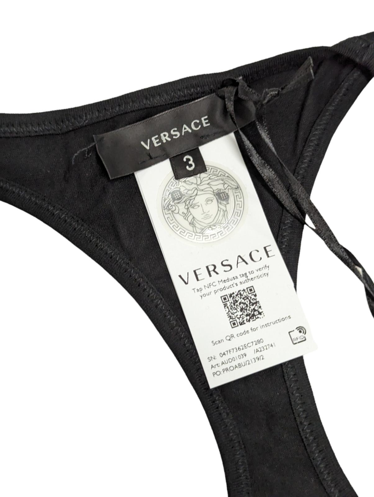 VERSACE Softcup Bralette Jersey Cotton Scoop Neck Top Greca Black M NEW RRP 75