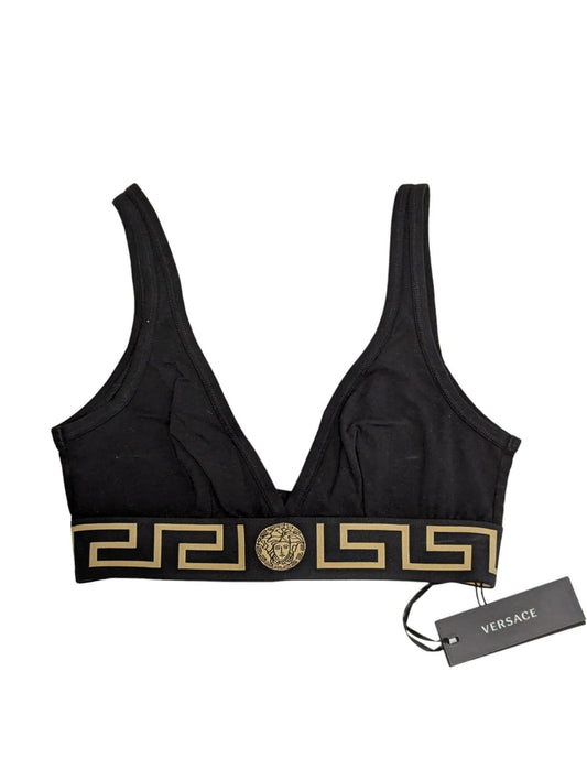 VERSACE Triangle Bralette Logo Black Soft Cup Size S NEW RRP 125