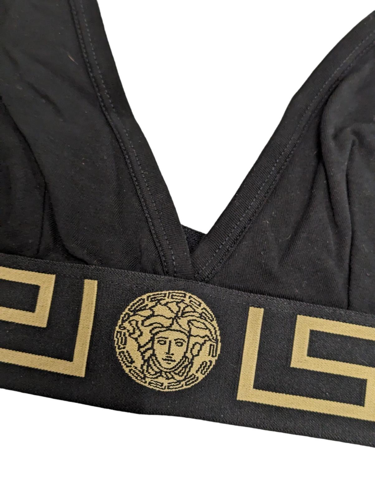 VERSACE Triangle Bralette Logo Black Soft Cup Size S NEW RRP 125