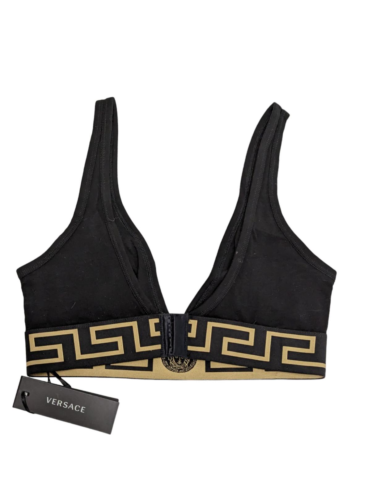 VERSACE Triangle Bralette Logo Black Soft Cup Size S NEW RRP 125