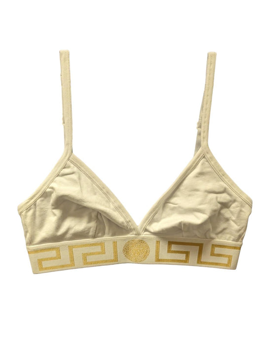 VERSACE Triangle Logo Bralette White Strap Soft Cup Bra Size XS NEW RRP 125