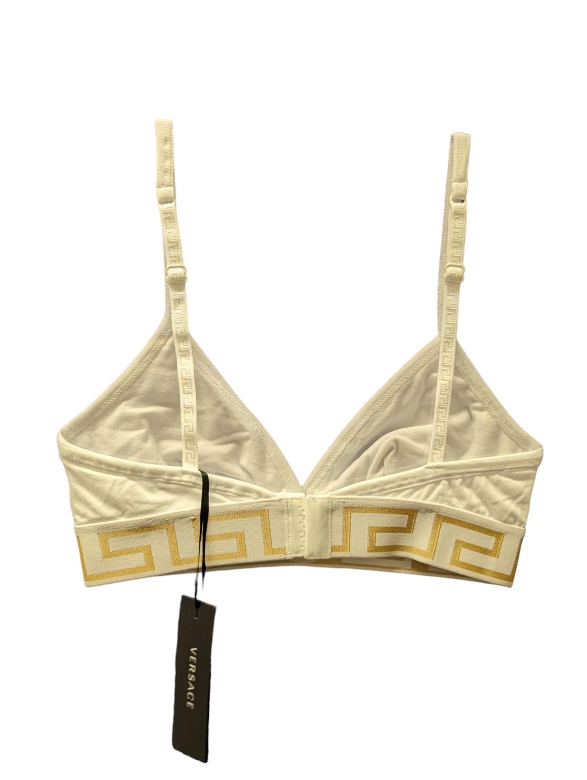 VERSACE Triangle Logo Bralette White Strap Soft Cup Bra Size XS NEW RRP 125