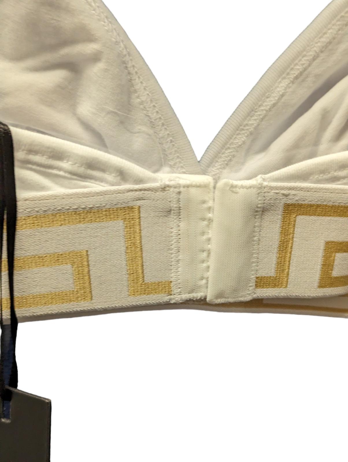 VERSACE Triangle Logo Bralette White Strap Soft Cup Bra Size XS NEW RRP 125