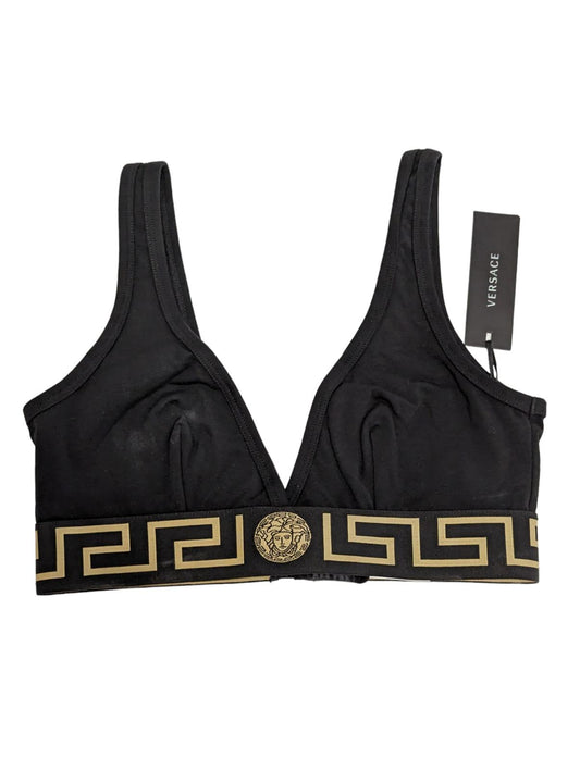VERSACE Triangle Logo Bralette Black Strap Soft Cup Bra Size M NEW RRP 125