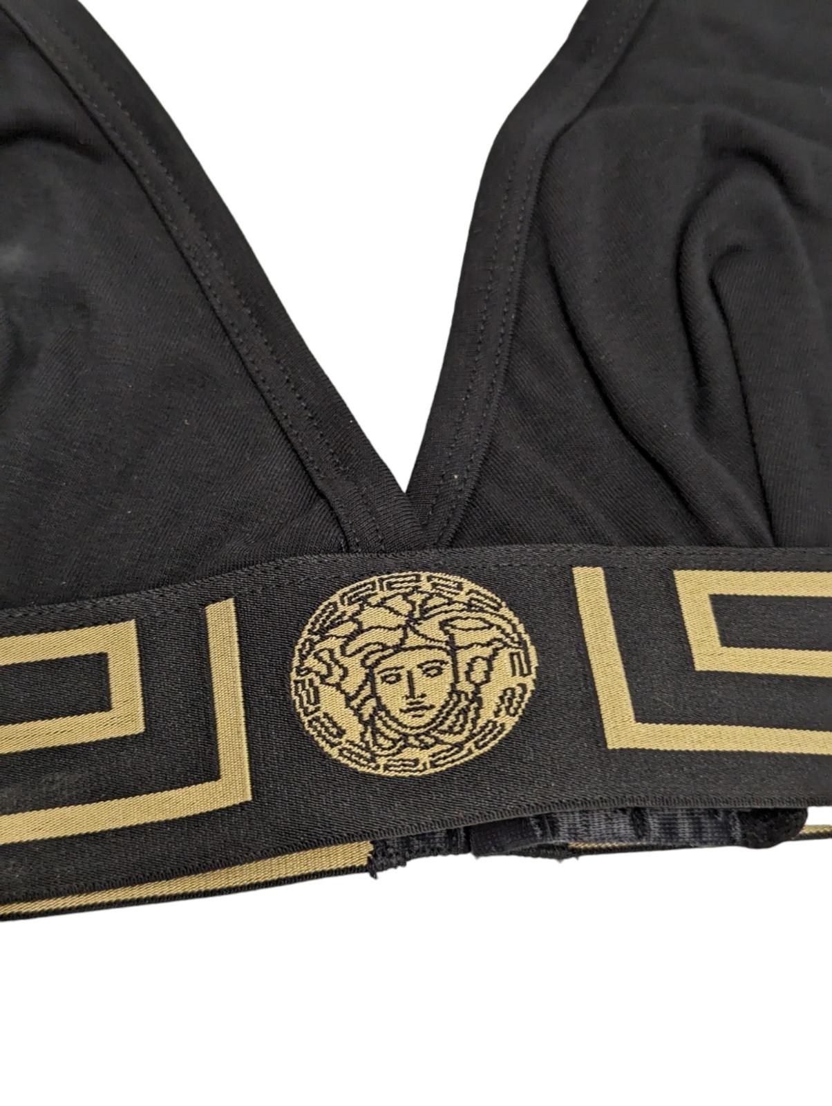 VERSACE Triangle Logo Bralette Black Strap Soft Cup Bra Size M NEW RRP 125