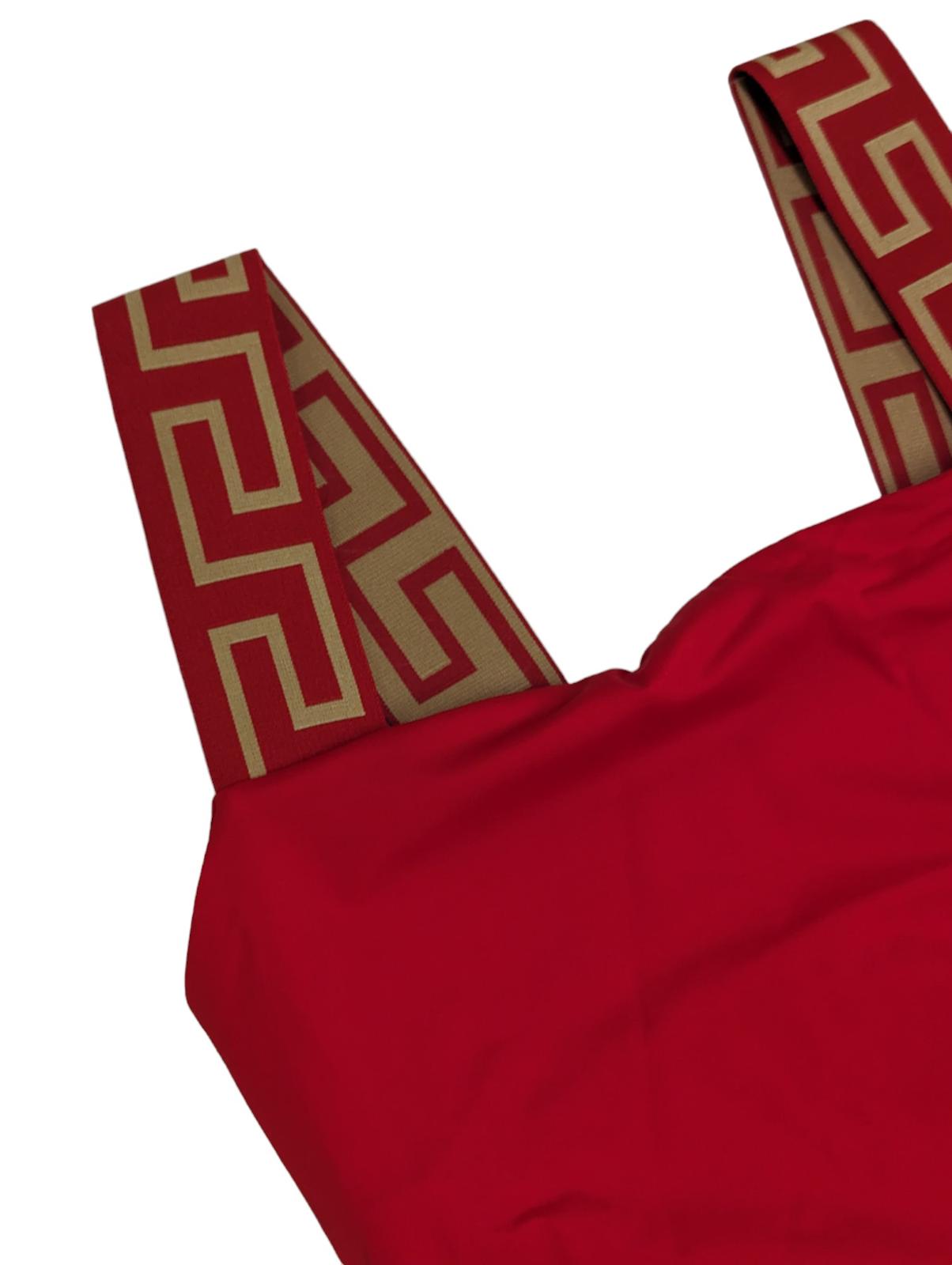 VERSACE Swimsuit Red Baroque Print Greca Strap Swimwear Size M NEW RRP 285