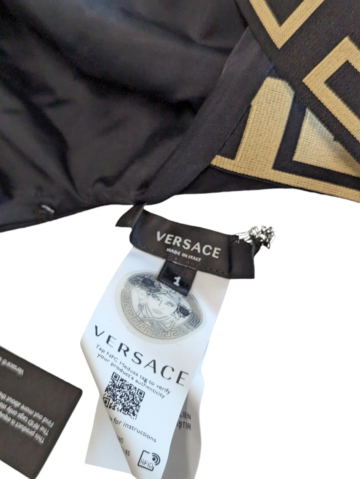 VERSACE Swimsuit Baroque Print Strap Classic Swimwear Black Size XS NEW RRP 285