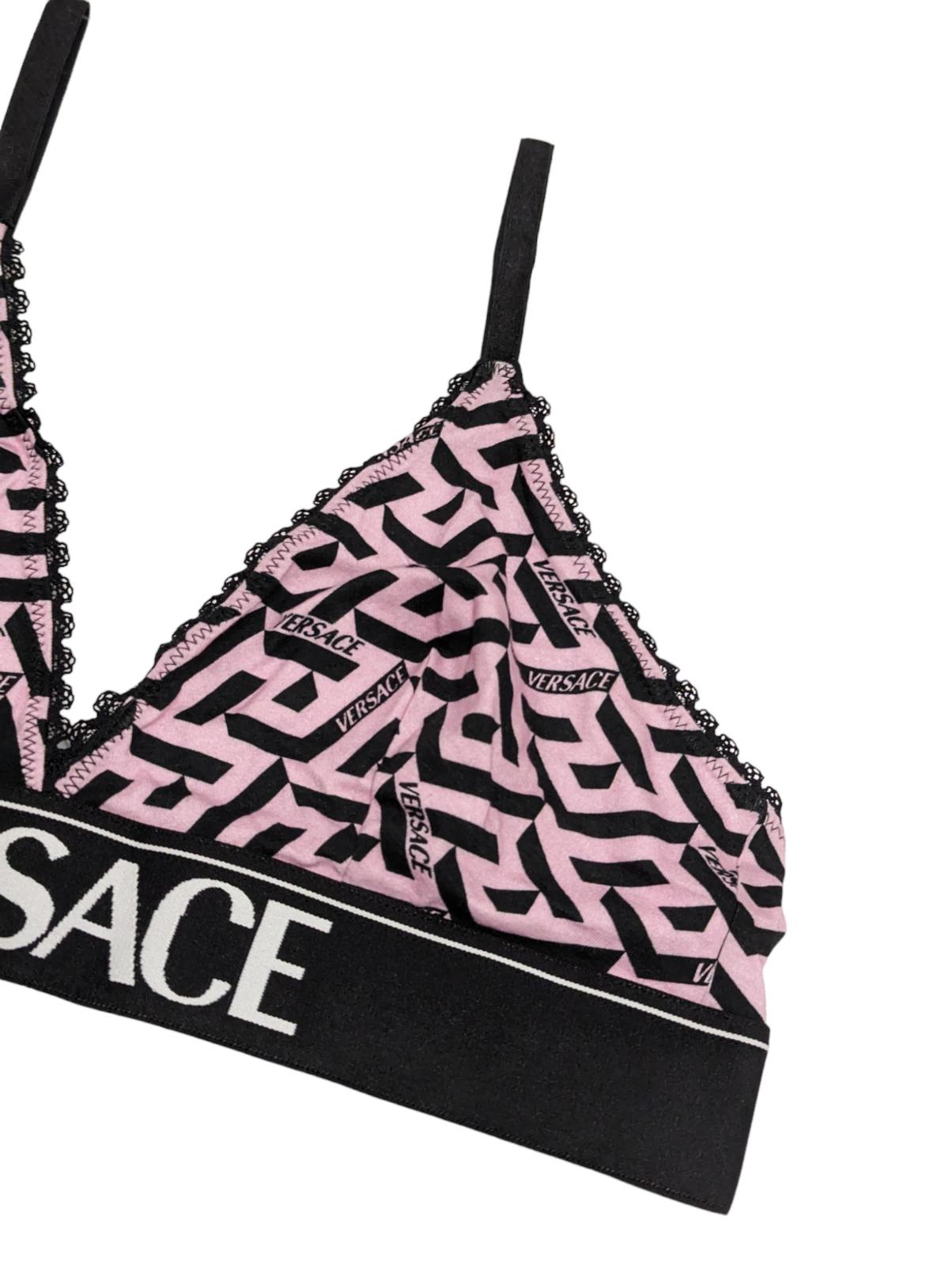 VERSACE Stampa Triangle Monogram Triangle Bralette Multicoloured L NEW RRP 120
