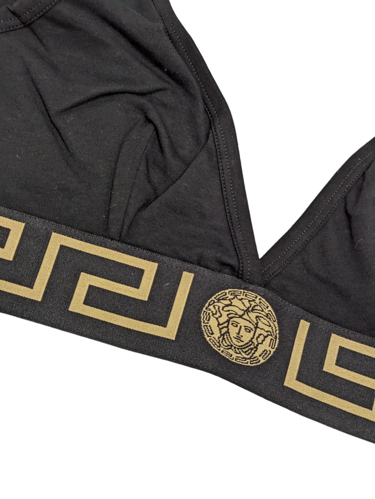 VERSACE Triangle Logo Bralette Black Soft Cup Bra Top Ladies Size L NEW RRP 125