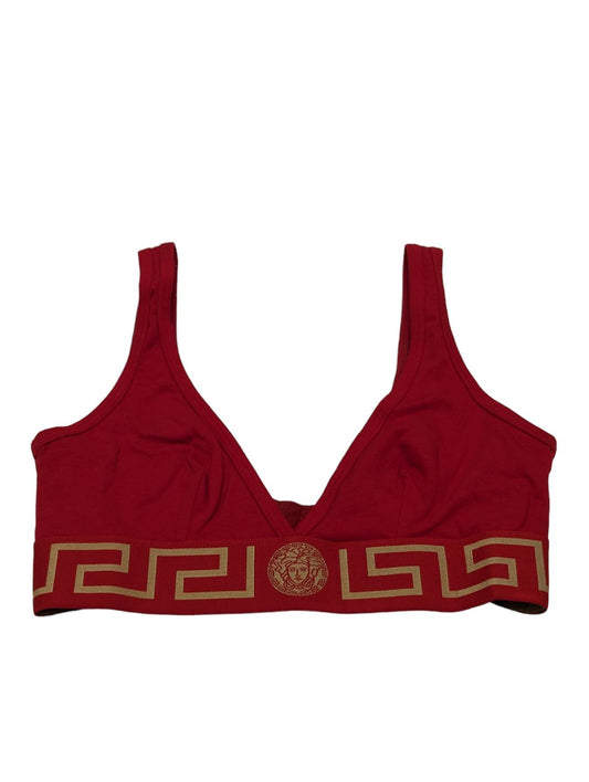VERSACE Triangle Logo Bralette Red Soft Cup Bra Top Ladies Size S NEW RRP 125
