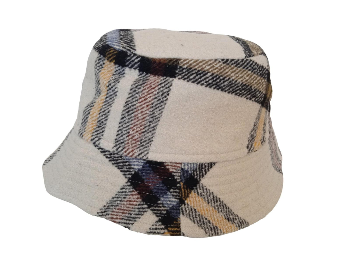 ISABEL MARANT Haley Hat Check Wool Cotton Silk Bucket Ladies Ecru 57 NEW RRP195