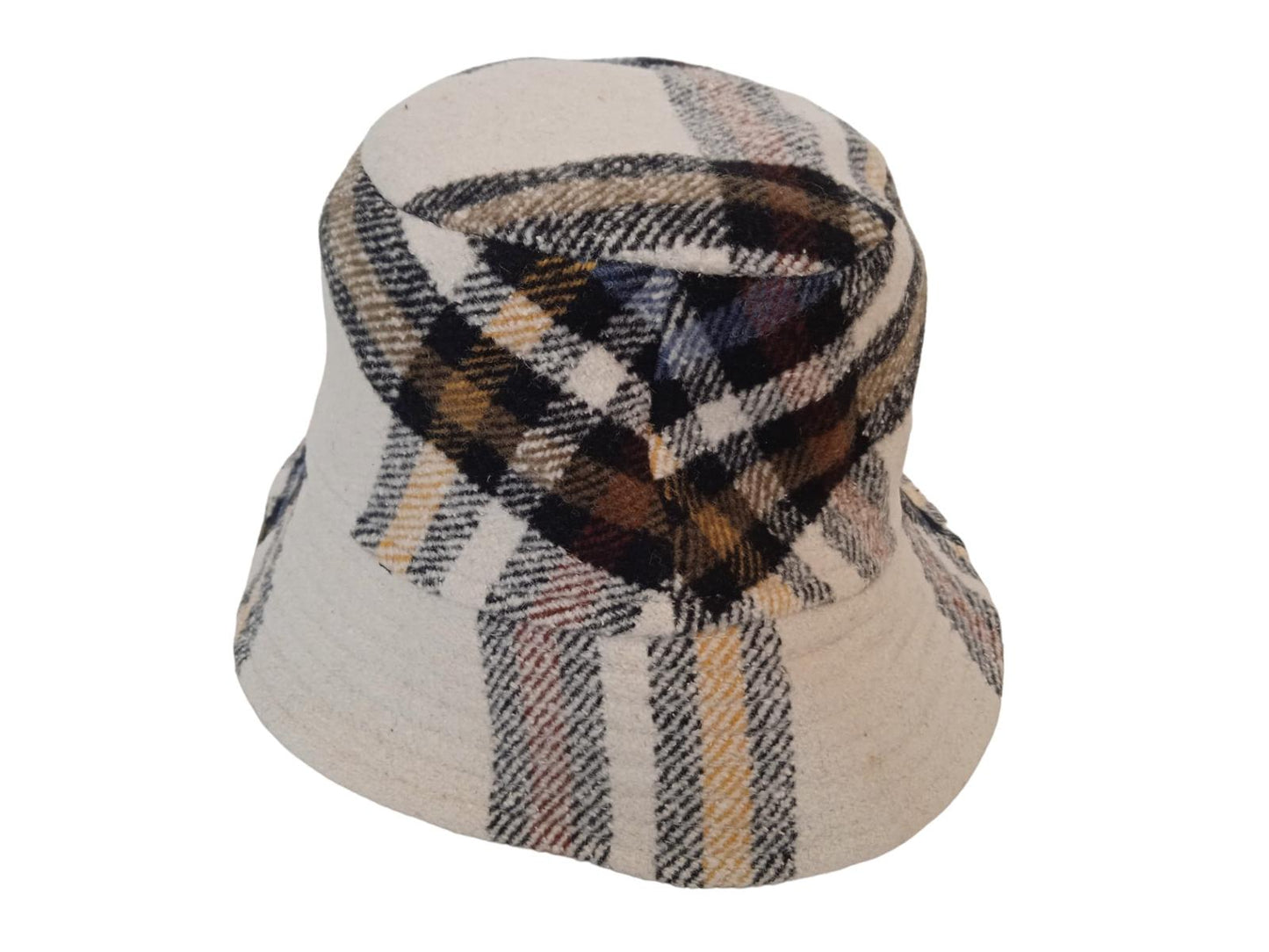 ISABEL MARANT Haley Hat Check Wool Cotton Silk Bucket Ladies Ecru 57 NEW RRP195