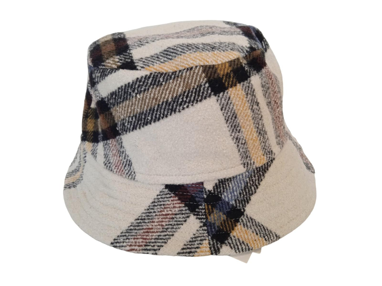 ISABEL MARANT Haley Hat Check Wool Cotton Silk Bucket Ladies Ecru 57 NEW RRP195
