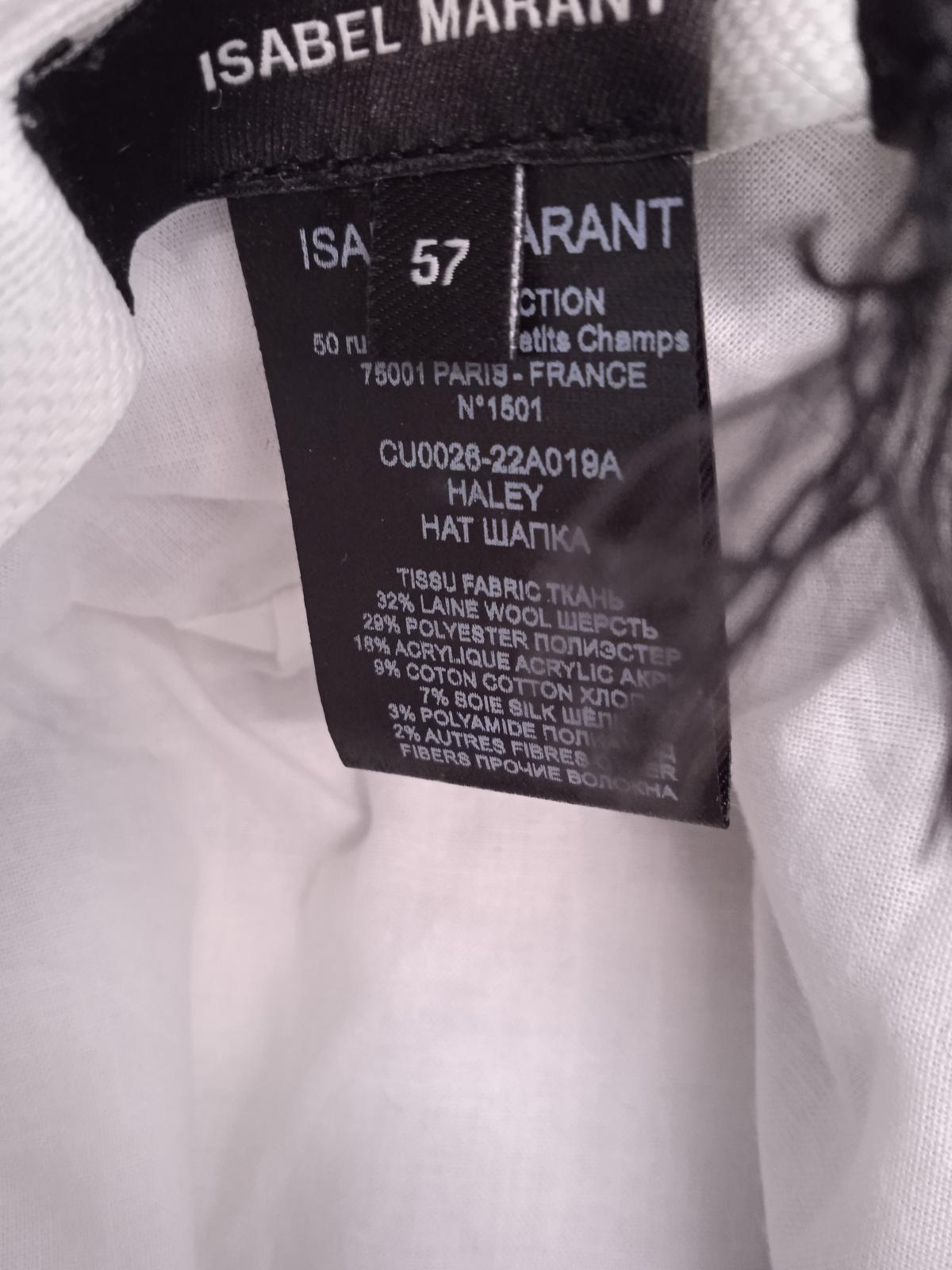 ISABEL MARANT Haley Hat Check Wool Cotton Silk Bucket Ladies Ecru 57 NEW RRP195