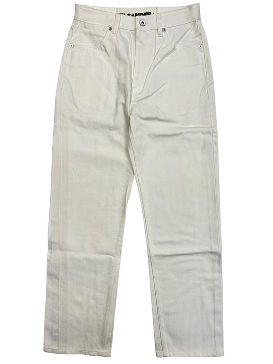 JIL SANDER Plus Jeans Straight Leg 5 Pocket Back Logo Denim White 27 NEW RRP540