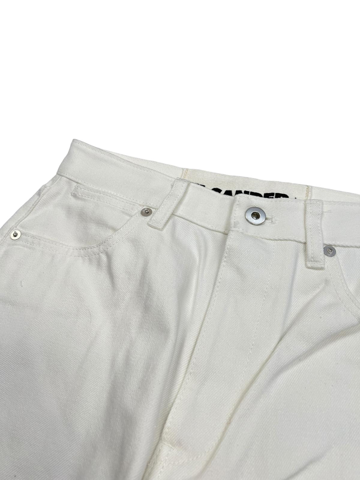 JIL SANDER Plus Jeans Straight Leg 5 Pocket Back Logo Denim White 27 NEW RRP540